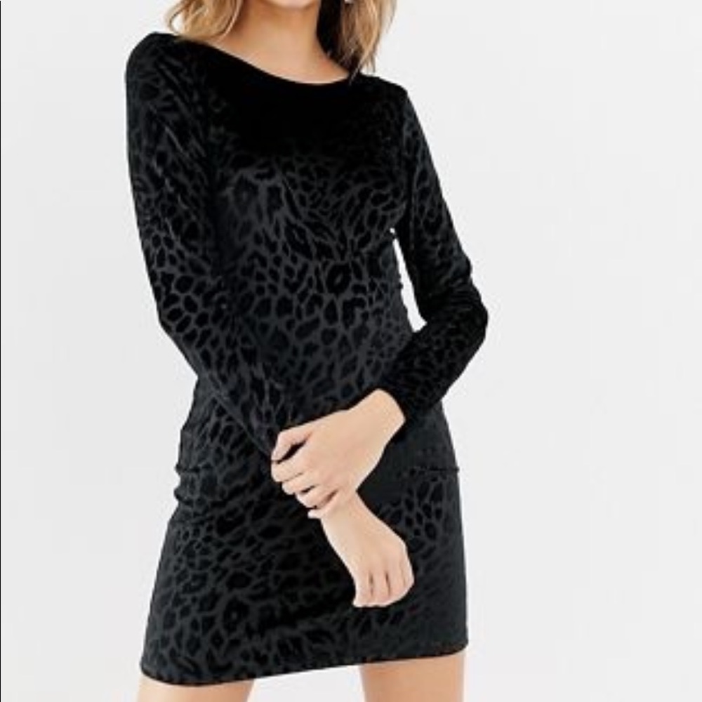 Animal print monotone bodycon dress